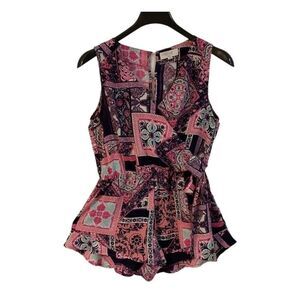 Peach Love NWOT Pink & Blue Paisley‎ Wrap Romper Medium